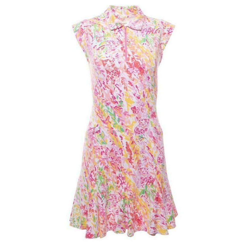 IBKUL DRESS - Cat Cay Sleeveless Polo Dress Size XL Pink Multi NEW